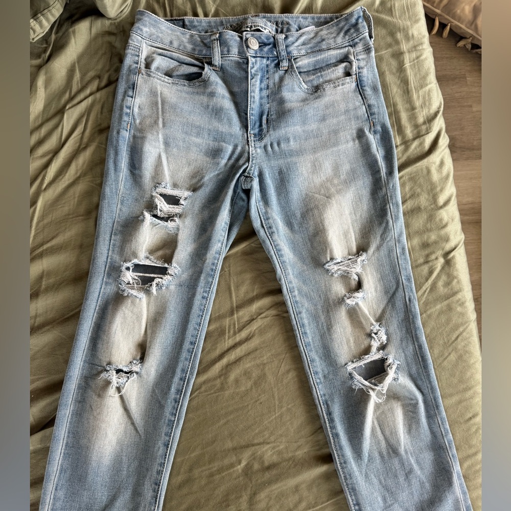 American Eagle Hi-Rise Distressed Light Wash Jeggings, Vintage Collection